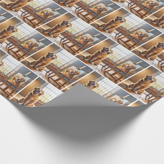 Golden Retriever Portret op Canvas Cadeaupapier (Hoek)