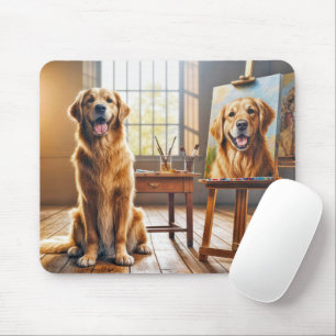 Golden Retriever Portret op Canvas Muismat
