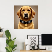 Golden Retriever Portret Poster (Thuiskantoor)