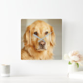 Golden Retriever Portret Vierkante Klok (Huis)