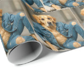 Golden Retriever poseren in blauwe jeans Cadeaupapier (Rol Hoek)