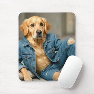 Golden Retriever poseren in blauwe jeans Muismat