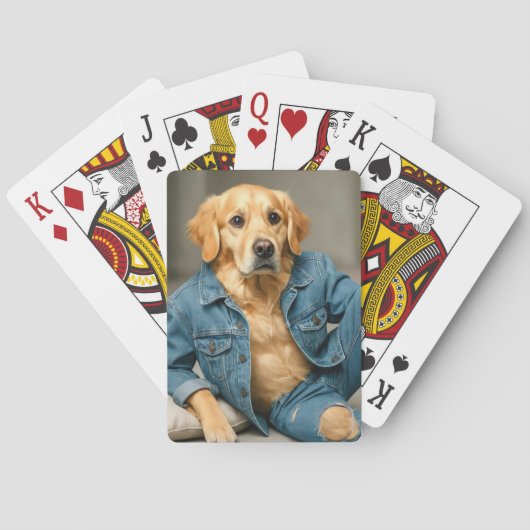 Golden Retriever poseren in blauwe jeans Pokerkaarten (Achterkant)