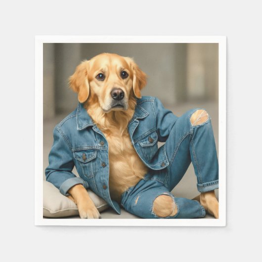 Golden Retriever poseren in blauwe jeans Servet (Voorkant)