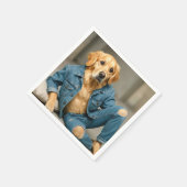 Golden Retriever poseren in blauwe jeans Servet (Hoek)