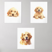 Golden Retriever Poster, Golden Retriever Wall Art Muurkunst Sets (Voorkant)