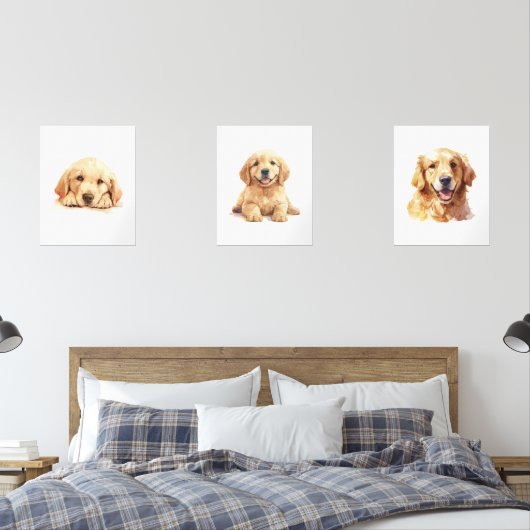 Golden Retriever Poster, Golden Retriever Wall Art Muurkunst Sets (Slaapkamer)