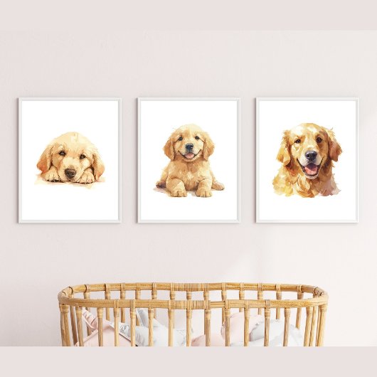 Golden Retriever Poster, Golden Retriever Wall Art Muurkunst Sets