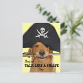 Golden Retriever praat als een piratendag Briefkaart (Staand voorkant)