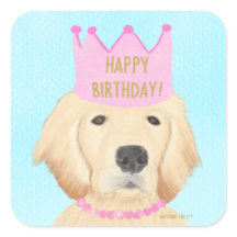 Golden Retriever Prinses Verjaardag Sticker