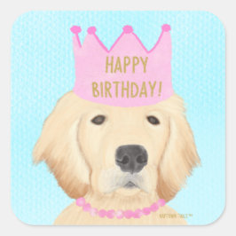 Golden Retriever Prinses Verjaardag Sticker