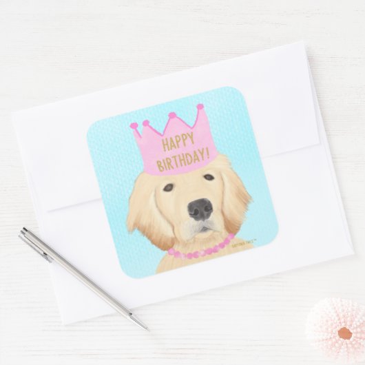 Golden Retriever Prinses Verjaardag Sticker (Envelop)