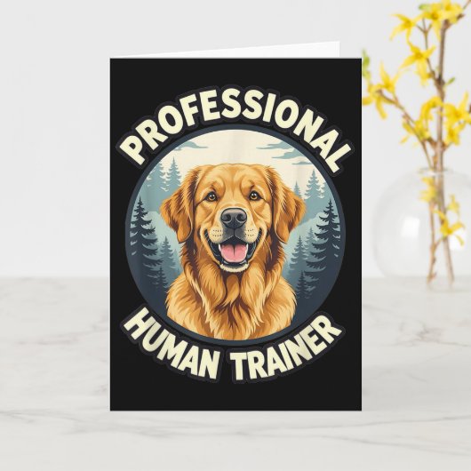 Golden Retriever Professional Human Trainer Funny Kaart (Gele Bloem)
