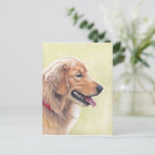 Golden Retriever Profile Dog Art Briefkaart (Staand voorkant)
