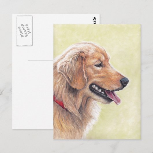 Golden Retriever Profile Dog Art Briefkaart (Voorkant / Achterkant)