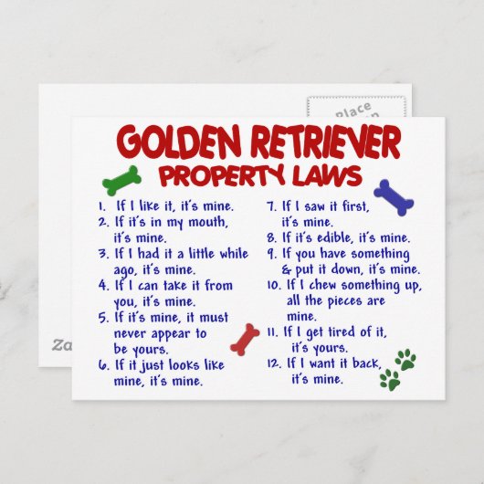 Golden Retriever Property Laws 2 Briefkaart (Voorkant / Achterkant)