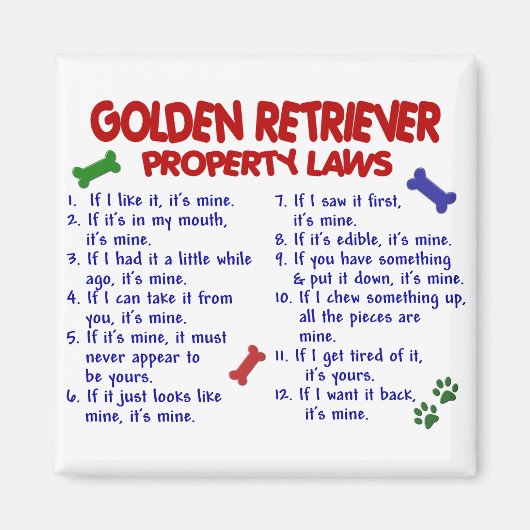 Golden Retriever Property Laws 2 Magneet (Voorkant)