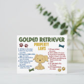 Golden Retriever Property Laws 4 Briefkaart (Staand voorkant)