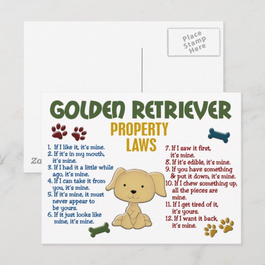 Golden Retriever Property Laws 4 Briefkaart (Voorkant / Achterkant)