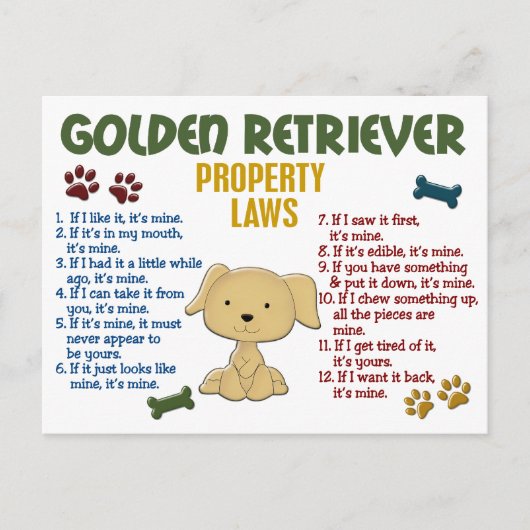 Golden Retriever Property Laws 4 Briefkaart (Voorkant)