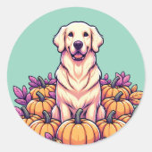 Golden Retriever Pumpkin Patch Stickers (Voorkant)