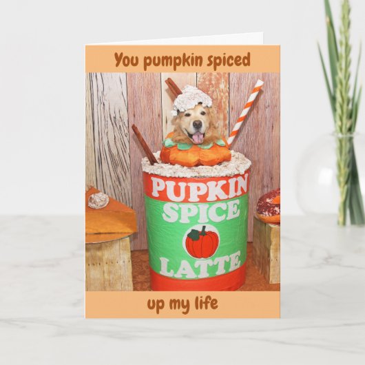 Golden Retriever Pumpkin Spice Latte Hartelijk dan Bedankkaart (Voorkant)