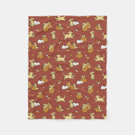Golden Retriever Pumpkins Pattern Fleece Deken