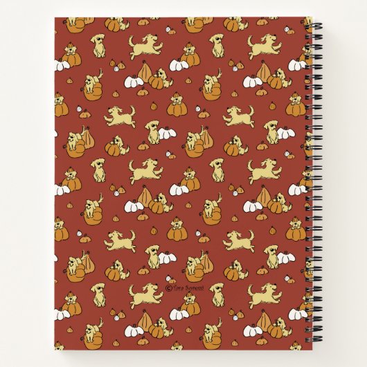 Golden Retriever Pumpkins Pattern Spiral Notitiebo Notitieboek (Achterkant)