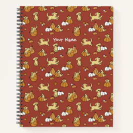 Golden Retriever Pumpkins Pattern Spiral Notitiebo Notitieboek