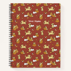 Golden Retriever Pumpkins Pattern Spiral Notitiebo Notitieboek