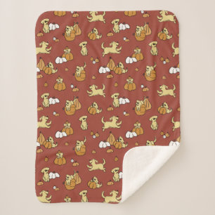 Golden Retriever Pumpkins Sherpa Deken
