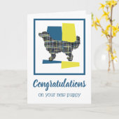 Golden Retriever Pup Gefeliciteerd Wenskaart Kaart (Gele Bloem)