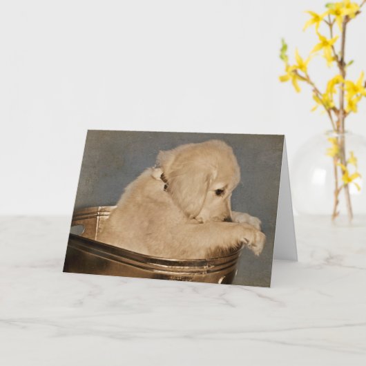 Golden Retriever pup Kaart (Gele Bloem)