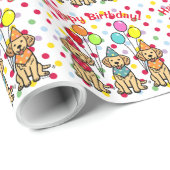 Golden Retriever Puppies Birthday Wrapping Paper Cadeaupapier (Rol Hoek)