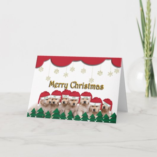 Golden Retriever Puppies Feestdagen Kaart (Voorkant)