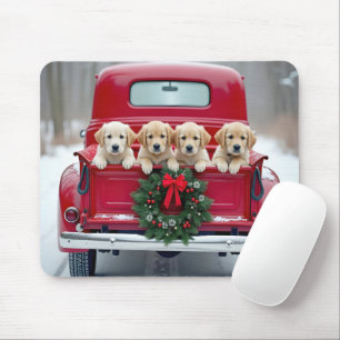 Golden Retriever Puppies in een kersttruck Muismat