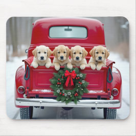 Golden Retriever Puppies in een kersttruck Muismat