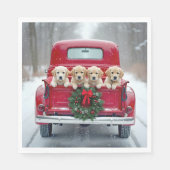 Golden Retriever Puppies in een kersttruck Servet (Voorkant)