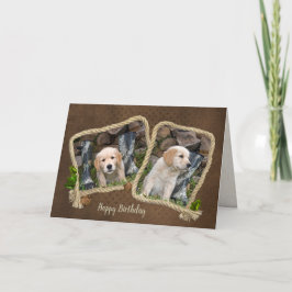 Golden Retriever puppies in lijst van touw Kaart