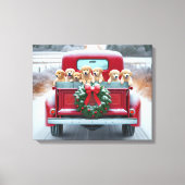 Golden Retriever Puppies in Retro Truck Canvas Afdruk (Voorkant)
