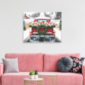 Golden Retriever Puppies in rode kersttruck Canvas Afdruk (Insitu (Woonkamer))