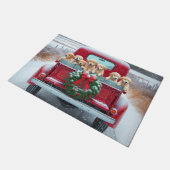 Golden Retriever Puppies in rode kersttruck Deurmat (Schuin)