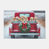 Golden Retriever Puppies in rode kersttruck Deurmat (Voorkant)