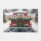 Golden Retriever Puppies in rode kersttruck Deurmat (Voorkant)