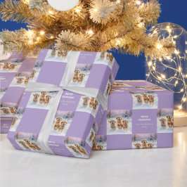 Golden Retriever Puppies in Snow Lilac Christmas Cadeaupapier