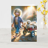 Golden Retriever Puppies in Wagon Kaart (Gele Bloem)