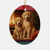 Golden Retriever puppies Kerst Keramisch Ornament (Rechts)