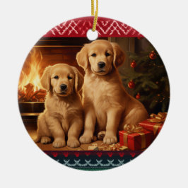 Golden Retriever puppies Kerst Keramisch Ornament