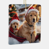 Golden Retriever Puppies Kerst Keramisch Ornament (Rechts)