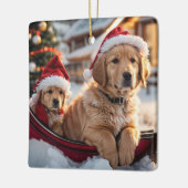 Golden Retriever Puppies Kerst Keramisch Ornament (Links)